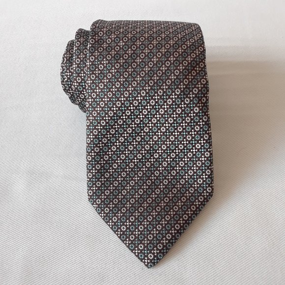 Marc Jacobs. Silk Tie XO Pattern. Brown, Teal & Grey - Picture 2 of 9